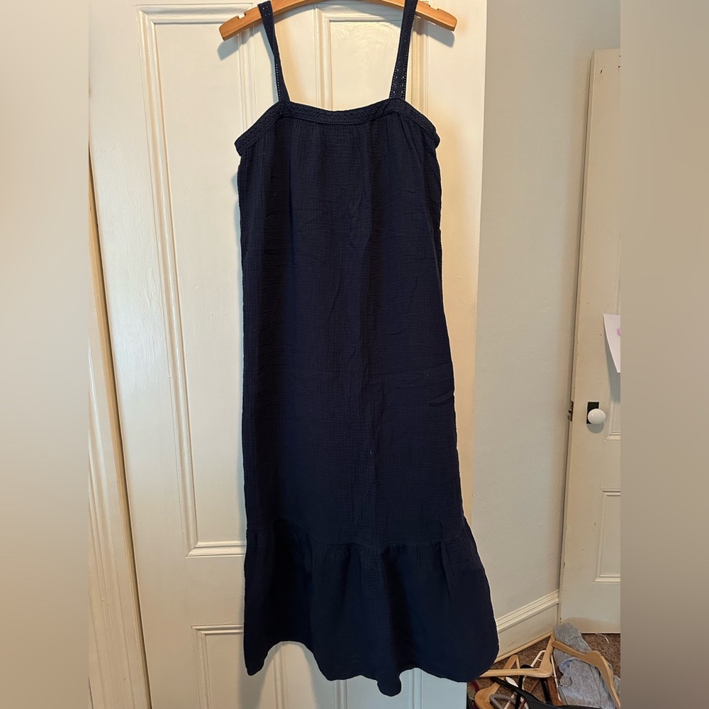 magaschoni navy blue maxi dress